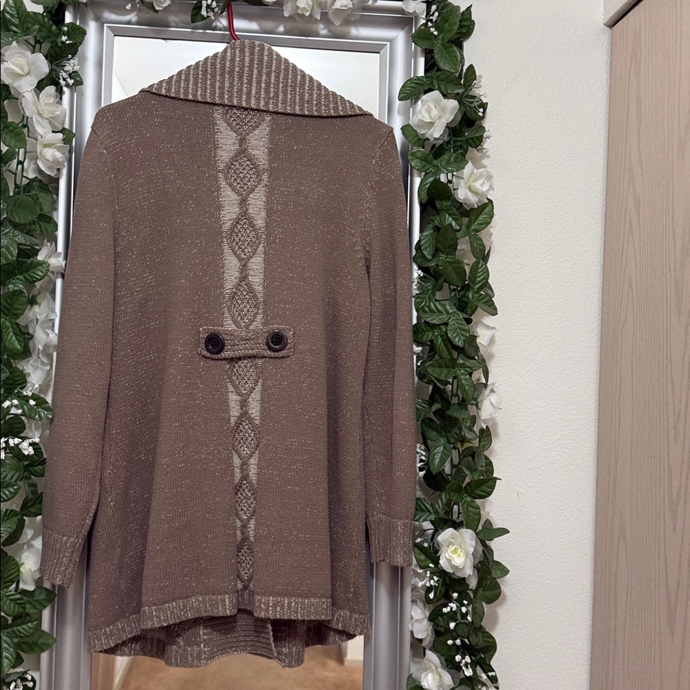 Style & Co Women's Brown Double-Breasted Sweater/ Cardigan - Picture 2 of 5